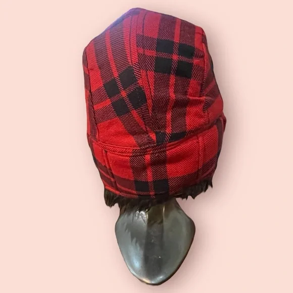 Abercrombie and Fitch Men’s Plaid Hat Trapper \ Hat with Faux Fur